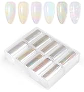 10 Sheets Holographic Nail Art Foil Transfer Stickers - Metallic Color Print Nail Decals 3D Self-...