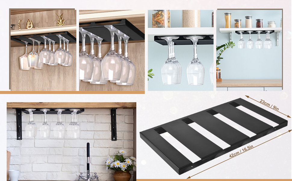 Hivexagon Wine Glass Rack Under Hanging Stemware Rack