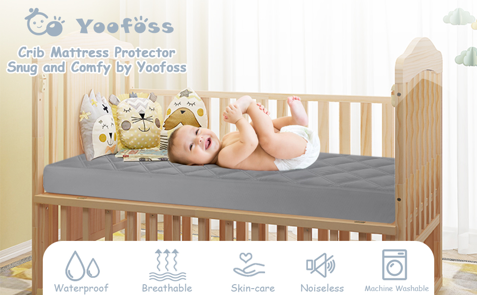 Yoofoss Waterproof Crib Mattress Protector 2 Pack, Quilted
