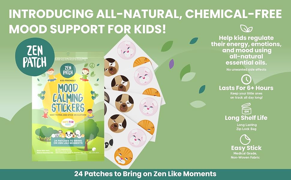 NATPAT BuzzPatch Zen Patch Mood Calming Stickers for Kids and Adults (24 Pack) The Natural