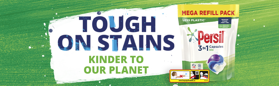 Persil 3 in 1 Bio Laundry Washing Capsules are tough on stains and kinder to our planet