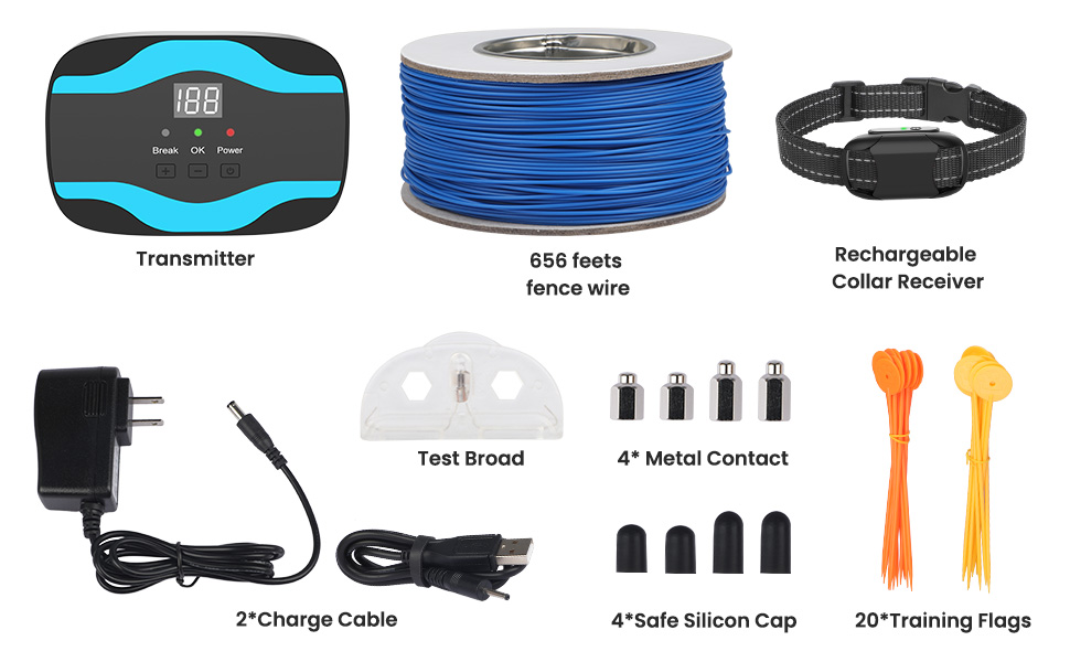 RUXAN Electric Fence for Dogs, Rechargeable Underground