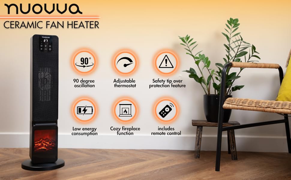 Electric Heater Energy Efficient Heater Fan with Fireplace Display