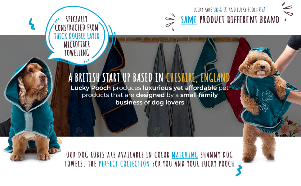 Lucky Pooch Luxurious Dog Robe Towel Double Layer Dog Bathrobe Fast Drying Dog