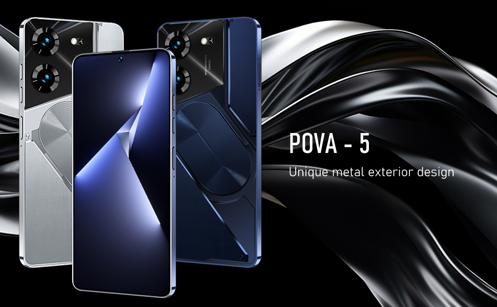 Unlocked Phones Pova 5 Pro Unlocked Cell Phones 8GB+256GB | 6.8" Display | 13MP+50MP HD Camera | Android 13 | 6800mAH | 5G Dual SIM Smartphone | 3D Texture Design (White) 9 1