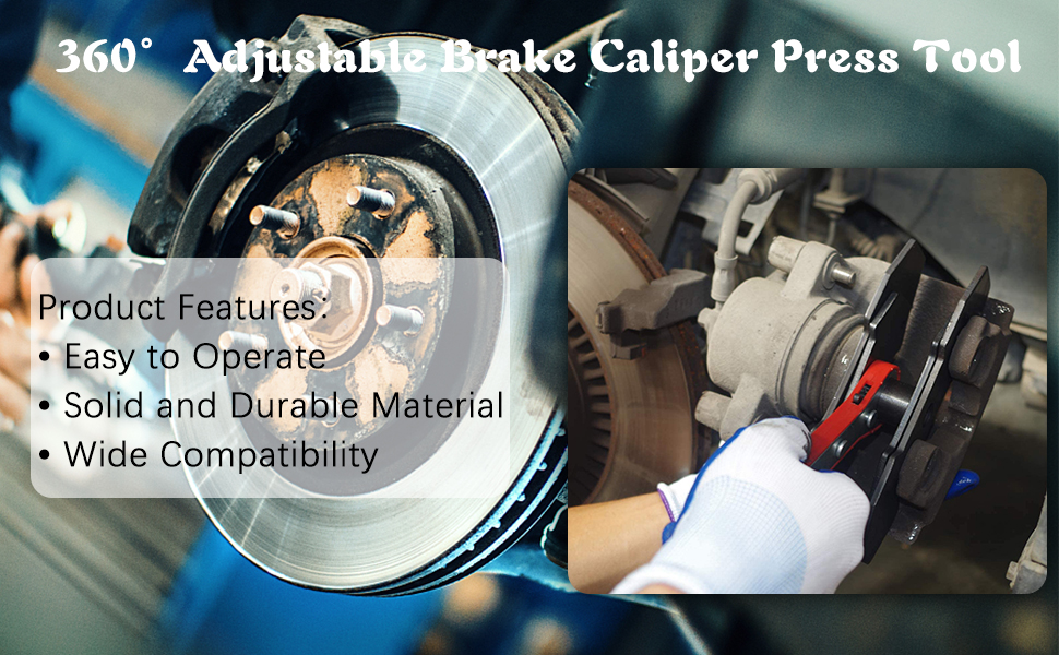 Tivddikun Brake Caliper Press Tool, 360° Adjustable Car Ratcheting