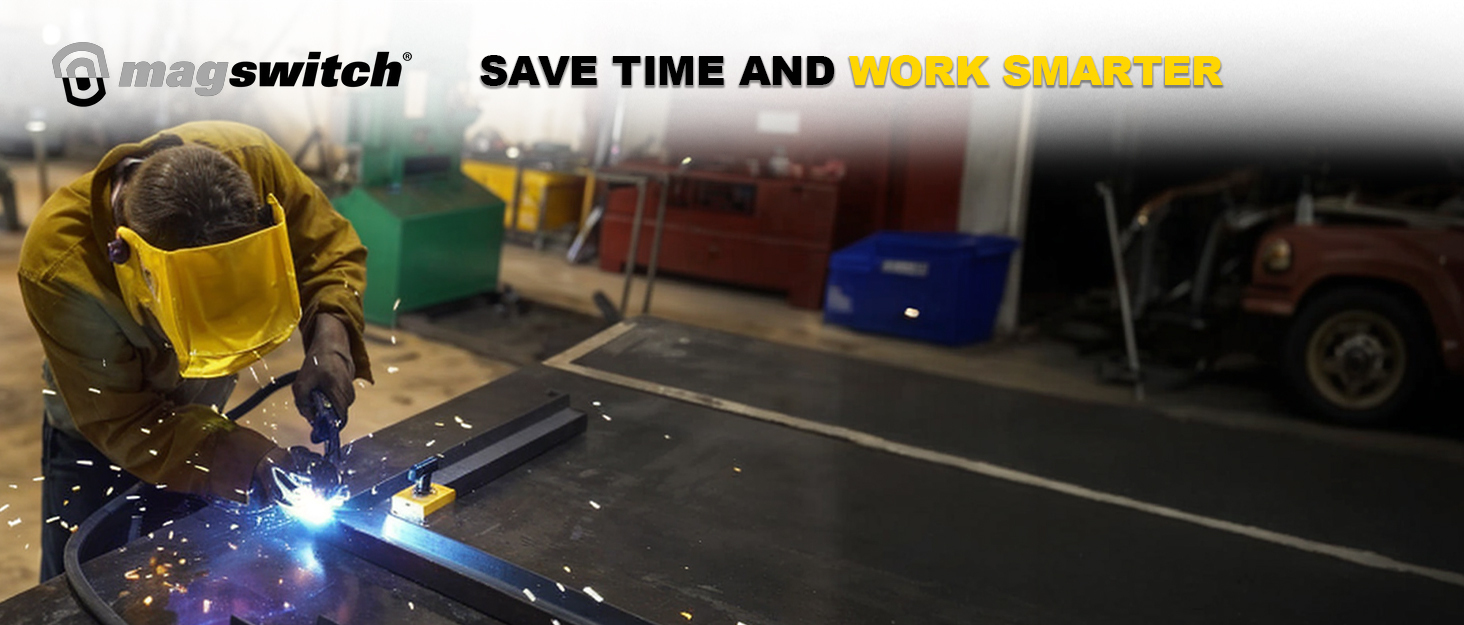 person using magswitch equipment with the text save time and work smarter
