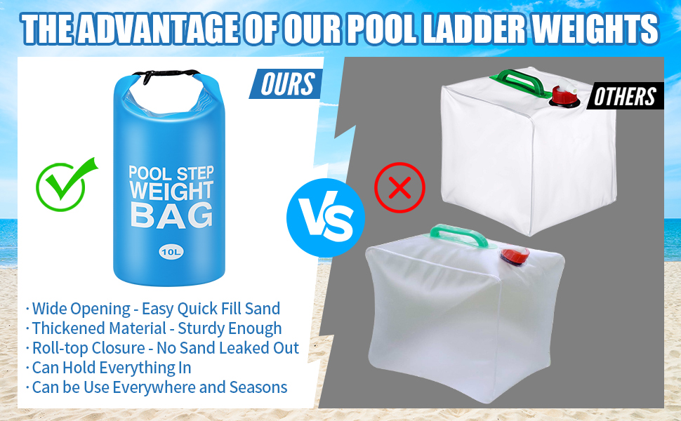 2 Pcs Universal Swimming Pool Step Weights, 500D PVC Waterproof Swimming Pool Ladder