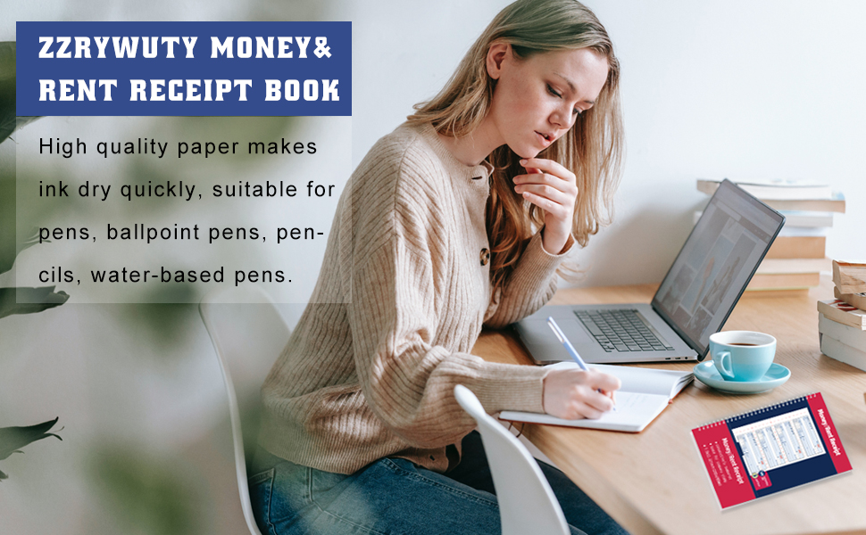 Large Money and Rent Receipt Book with Cardboard Insert,2