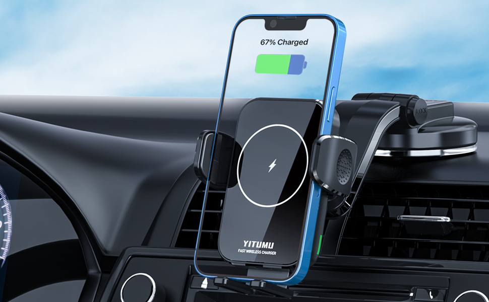 Wireless Car Charger Mount, YITUMU 15W Qi Fast Charging Car Phone
