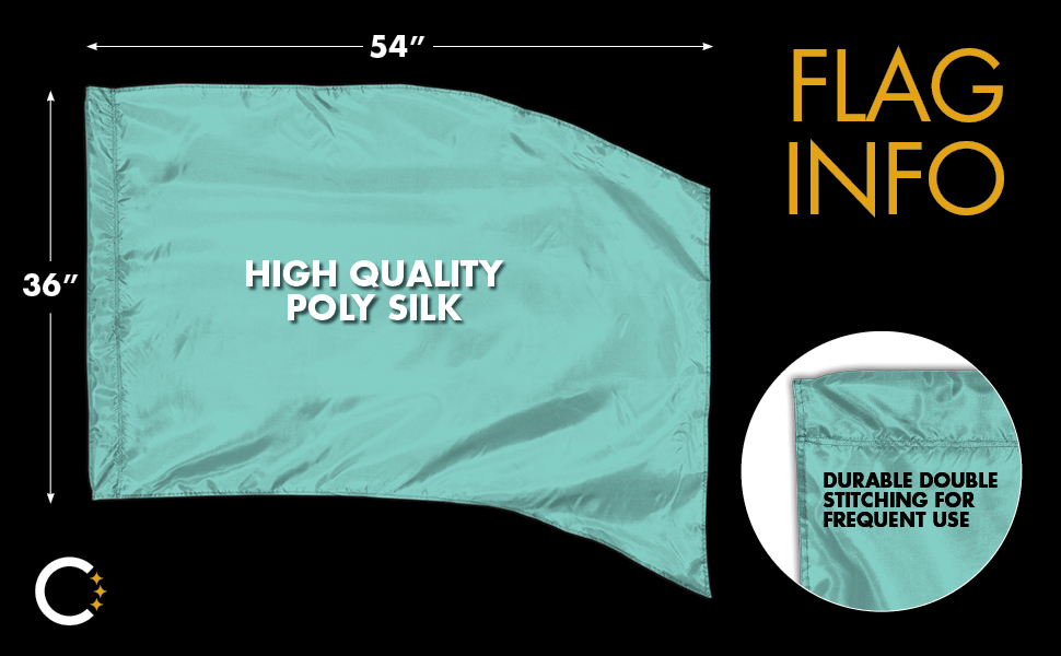 Silver Color Guard Flag, Curved Rectangle Solid Color Flag