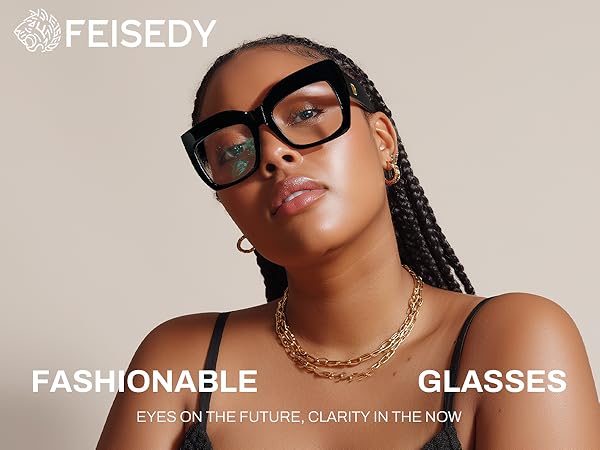Amazon.com: FEISEDY Square Oversized Glasses Frame Eyewear