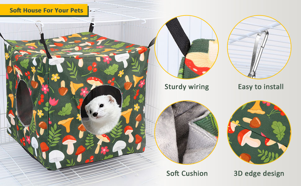 Mogoko Guinea Pig Hammock, 4 Pack Small Pets Hanging Hammock Set for Ferret Hedgehog Squirrel Hideout Cage Accessories 14 Mogoko Hanging Hammock Set for Ferret