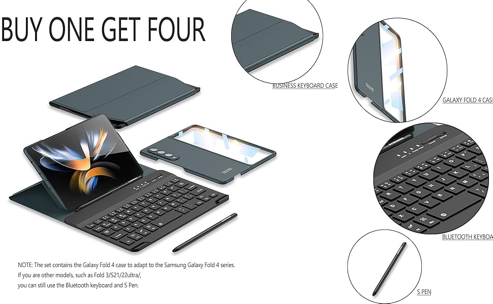 BRAND SET Galaxy Z Fold 4 Keyboard Case, Samsung Galaxy Z Fold 4 with Detachable