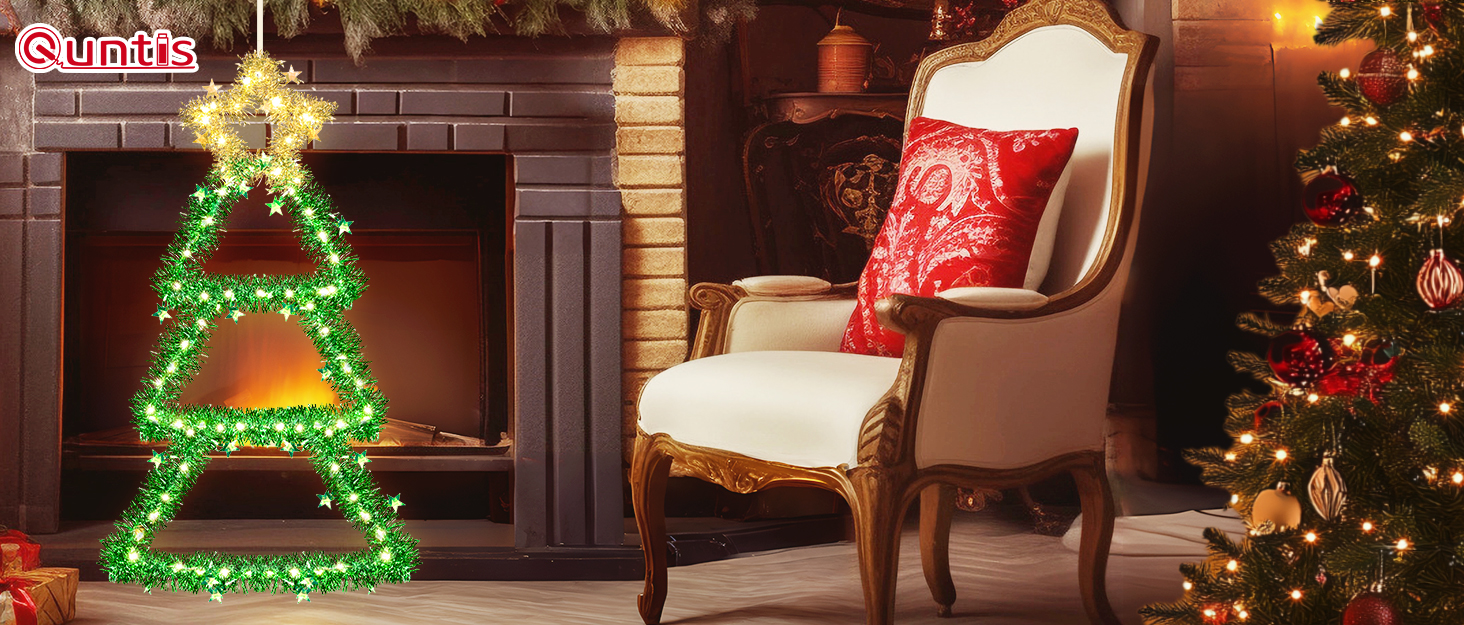 110Leds Christmas Tree Window Lights,2.5ft Quntis Warm White Battery