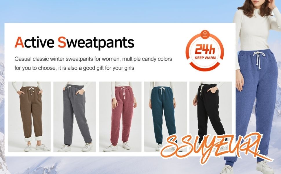 Women's Warm Sherpa Lined Athletic Sweatpants
