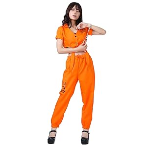 Amazon.co.jp: [monoii] 囚人服 オレンジ コスチューム 囚人