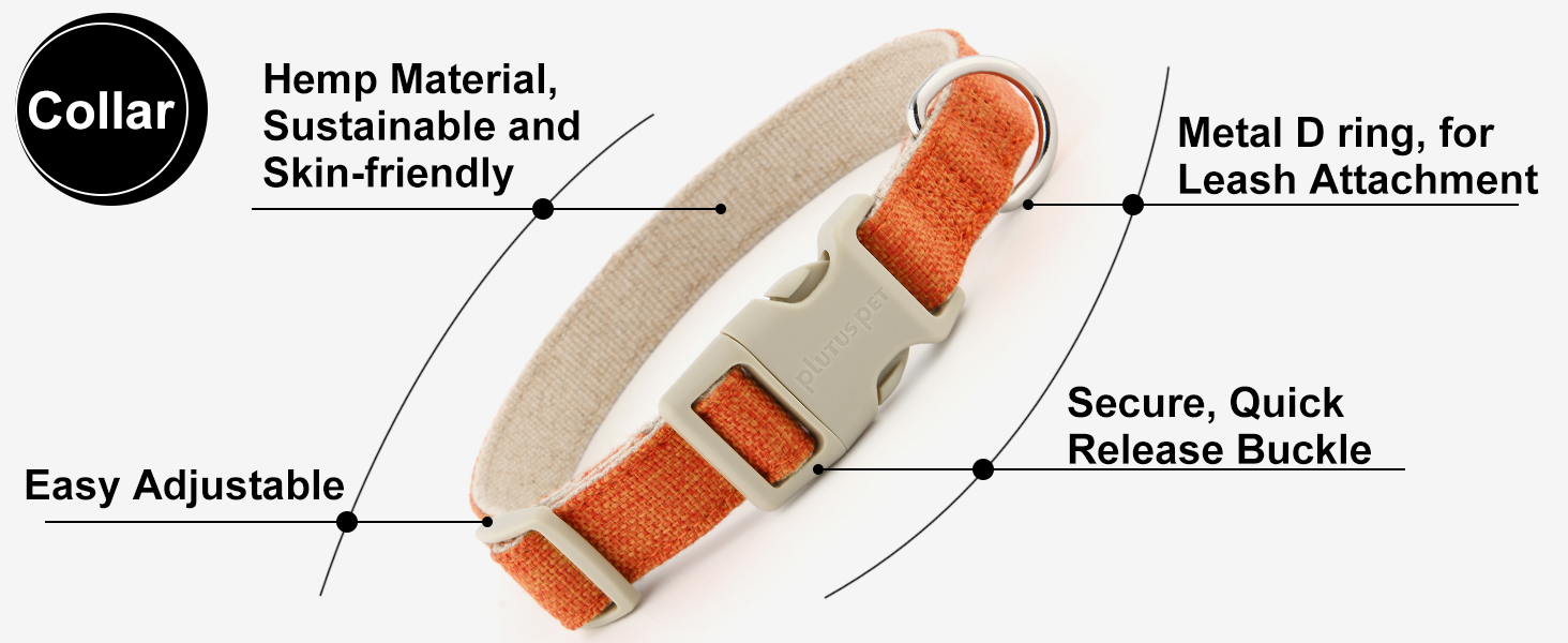 Plutus Pet Cotton Hemp Dog Collar and Leash Set