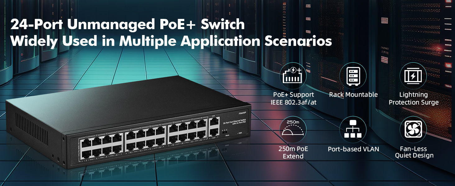 24-port unmanaged poe switch
