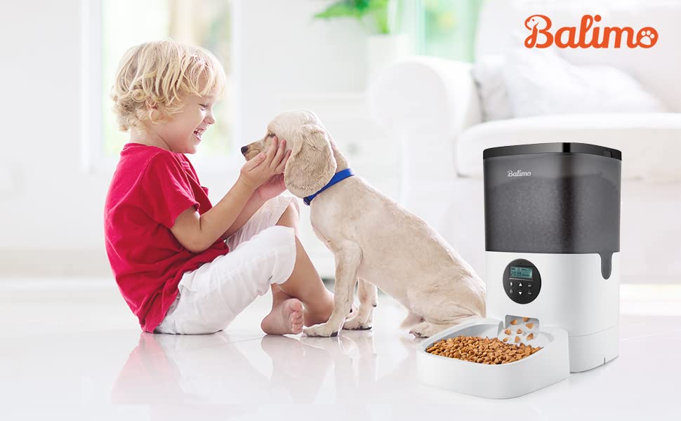 Balimo Duke 4L Distributeur Croquettes Chat Automatique Avec Enregistreur 10s Vocal Et Minuterie Programmable Pour Jusqu'à 4 Repas Par Jour (Noir Blanc) 10 balimo