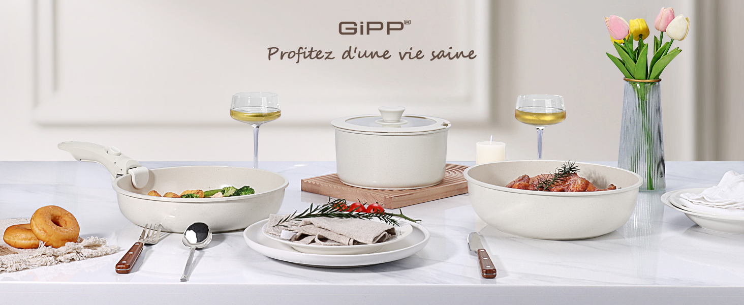 GiPP - Ensemble de Casseroles et Poêles en Céramique Antiadhésif - Professionnels avec Poignées Détachables, Sans Produi Ba823726 C763 4710 A44c 94f298a2a3be. CR0,0,1464,600 PT0 SX1464 V1