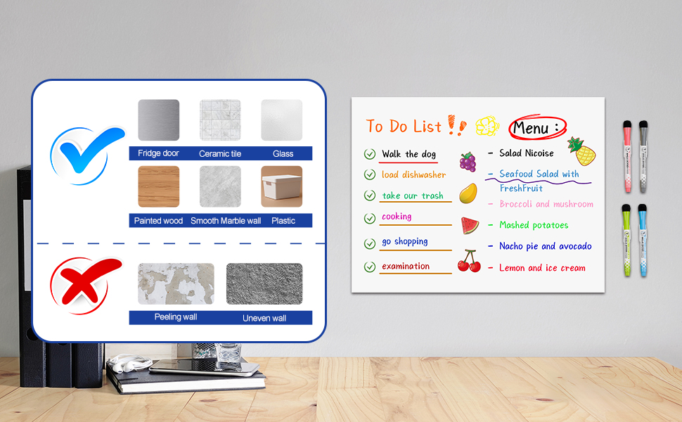 Towjug 8.5" x 11" Dry Erase Board Removable Adhesive for