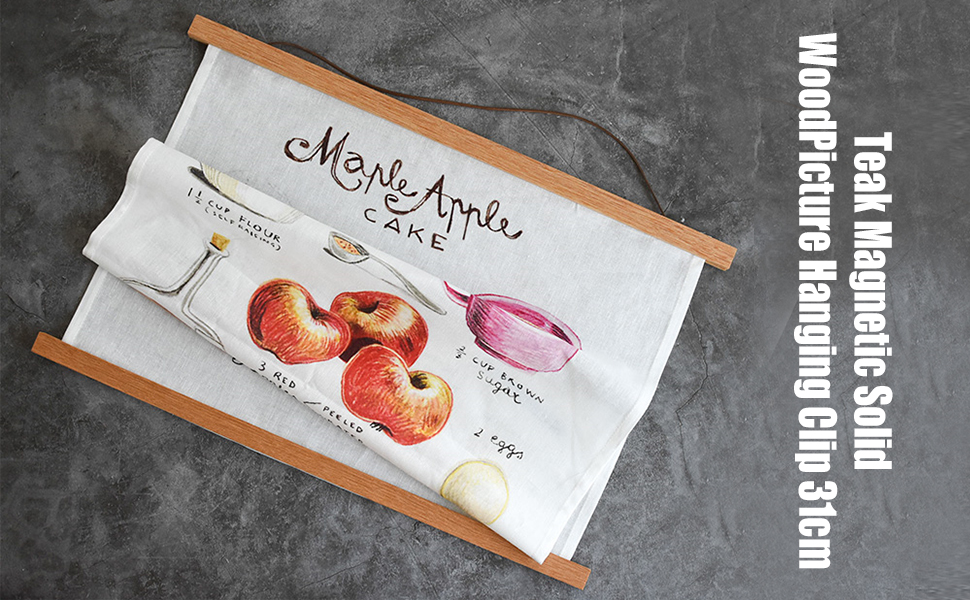 Wooden Poster Hanger Kit, 31cm Teak Wood Frame Hangers for A3