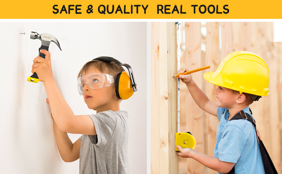 DOWELL Kids Tool Set with Tool Bag including Real Metal Hand Tools for