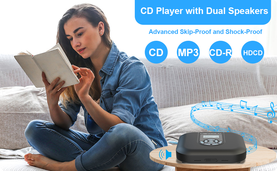 MONODEAL CD Player Tragbar mit Lautsprecher, Kabellose Verbindung mit