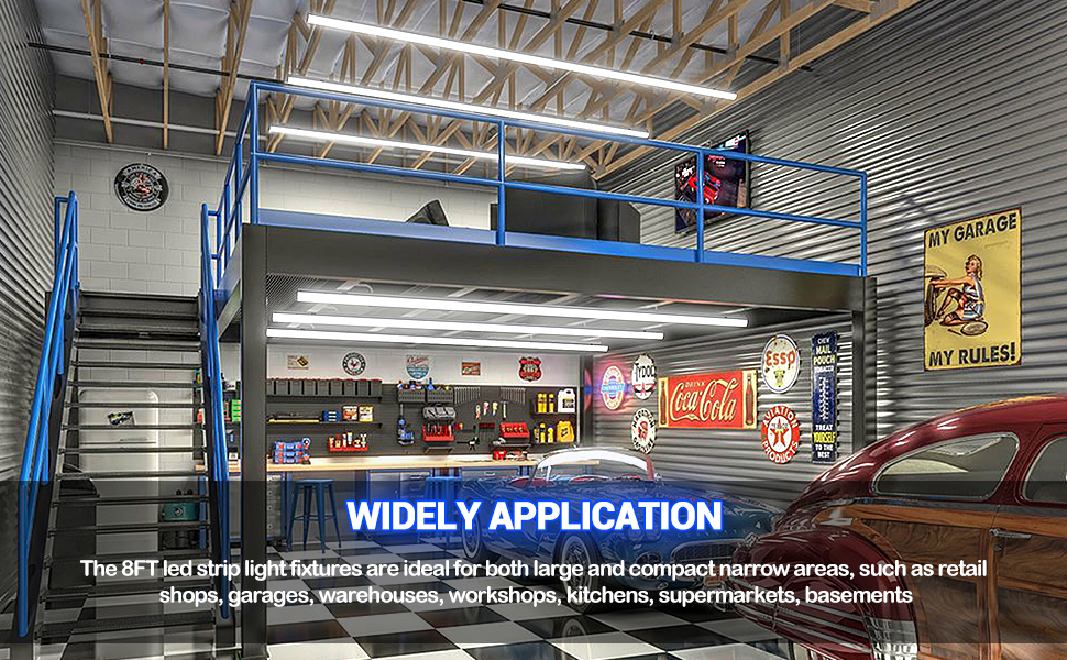 AntLux 8FT LED Shop Lights, 100W [6lamp T8 Fluorescent Equiv.] Compact