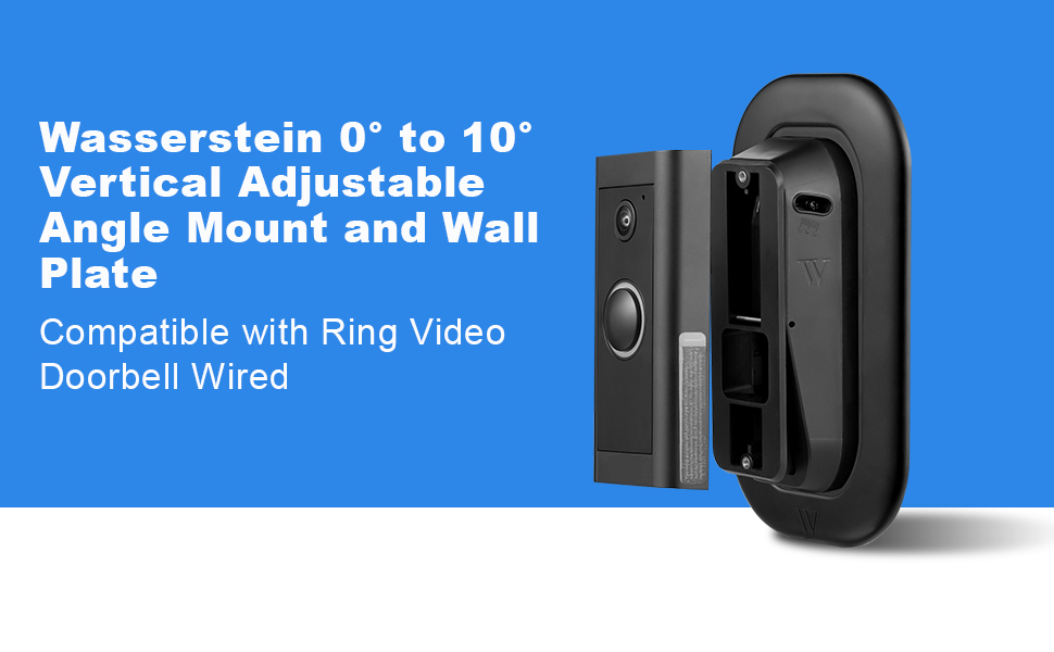 Wasserstein Vertical Adjustable Angle Mount and Wall Plate for Ring Video Doorbell Wired