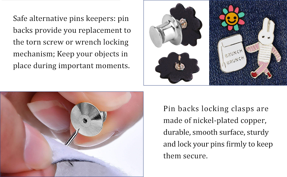 30 Pieces Metal Pin Backs Locking Pin Keepers Locking Clasp