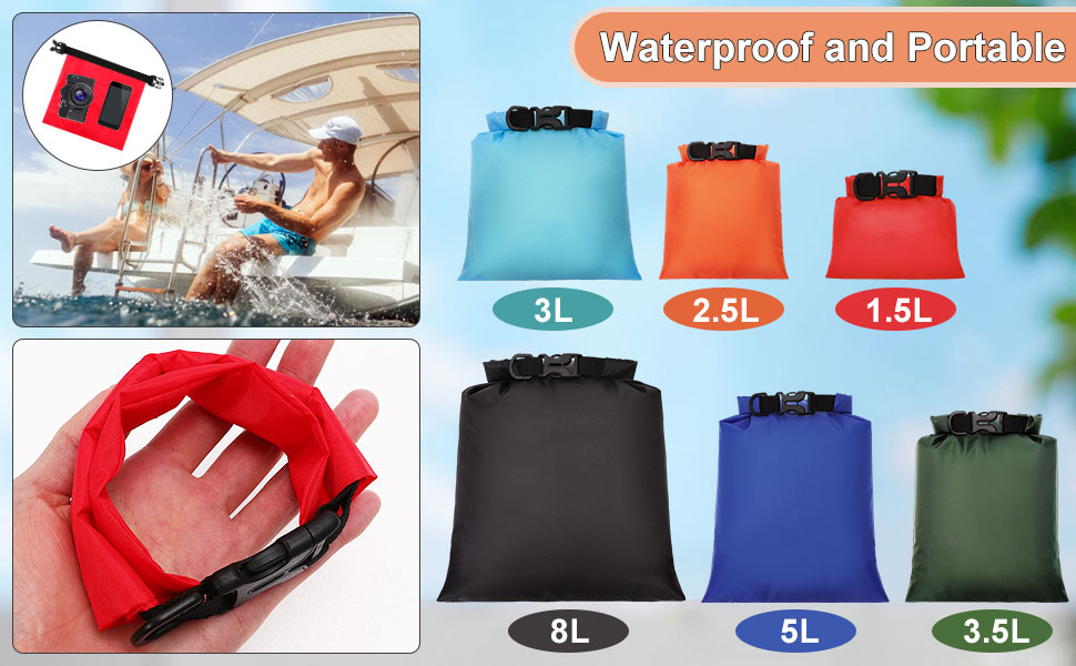Cynquma 6 Pack Waterproof Dry Bags,Ultimate Dry Sack