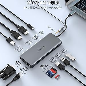 Amazon | CHOETECH USB-C ハブ マルチディスプレイ 12in1 PD 100W 拡張