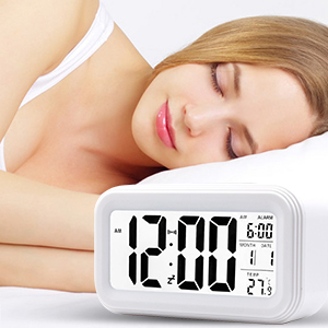 White Digital Rectangle Clock White 7 190_White Alarm
