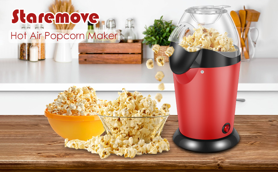 Hot Air Popcorn Maker, 1200W Electric Popcorn Maker, High