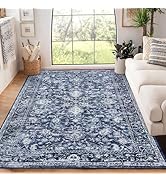 KILOCOCO Area Rug 5x7 Living Room Rug Washable Rug Vintage Floral Rug Bedroom Rug Non Slip Entryw...