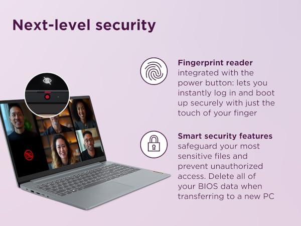Slim 3 has extra security with a fingerprint reader and BIOS data transfer protection