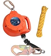 TRSMIMA Fall Protection Retractable Lanyard - 30ft Self-Retracting Fall Arrest Safety Constructio...
