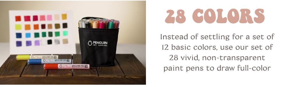 28 Dual Tip Acrylic Paint Pens: Craft Paint Markers for Painting