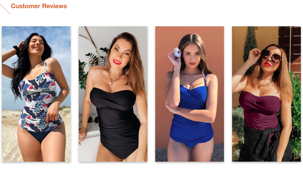 Women Bandeau Tankini Swimsuit Front Twist Bikini Top Swimwear