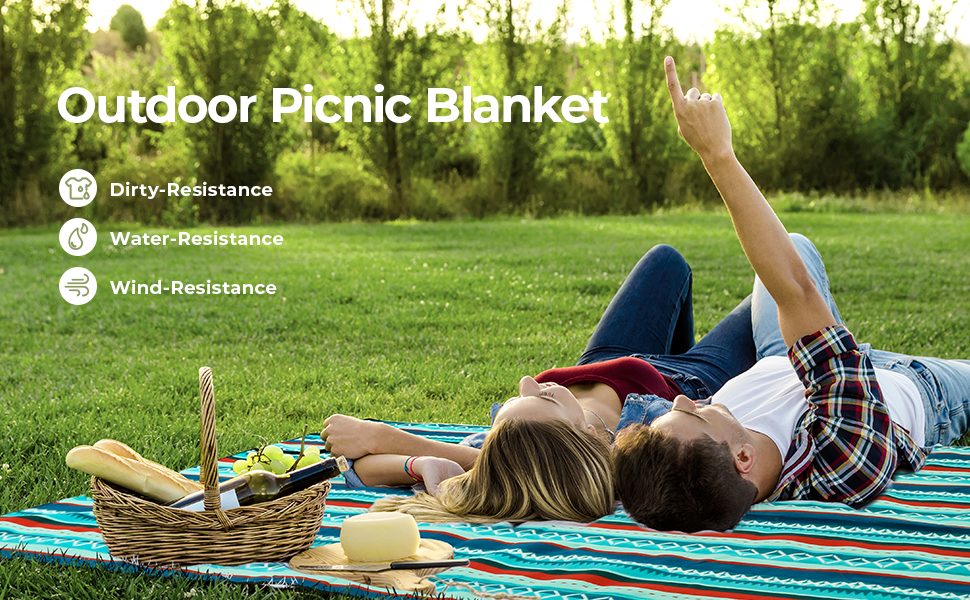 Large Picnic Blanket 300 x 200 cm, Waterproof Backing Picnic Blanket