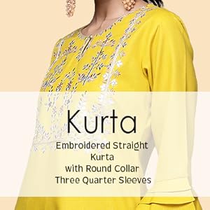 Yellow Yoke Design Kurta with Trousers and Dupatta Set