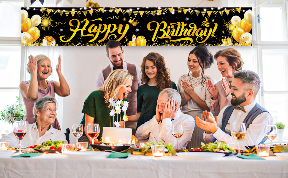 Large Happy Birthday Banner, Colorful Happy Birthday Yard Banner for