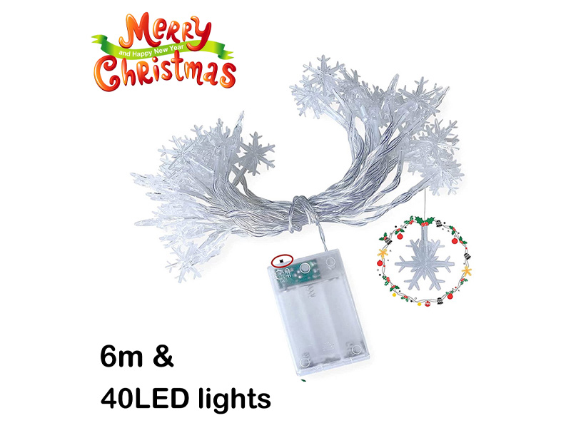 snowflake string lights,snow flake lights,battery operated snowflake lights
