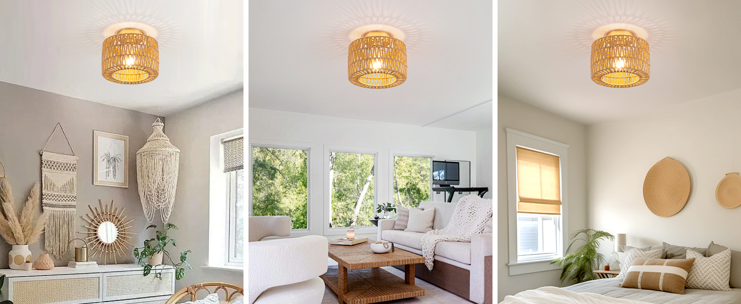 Rattan ceiling light