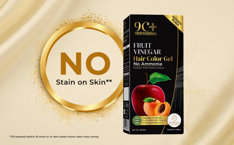 9C+ Professional Fruit Vinegar Hair Color Gel with 100 Herbal Extracts and No Ammonia, NATURAL