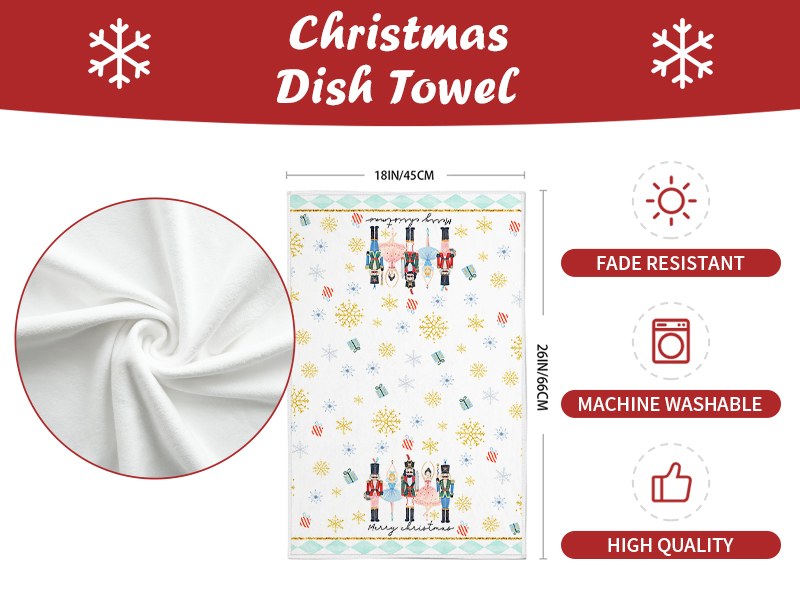 DineDia Nutcrackers Christmas Kitchen Towels Set of 2,Green