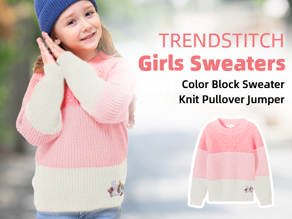 Amazon.com: Girls' Sweaters Color Block Pullover Jumper Knit