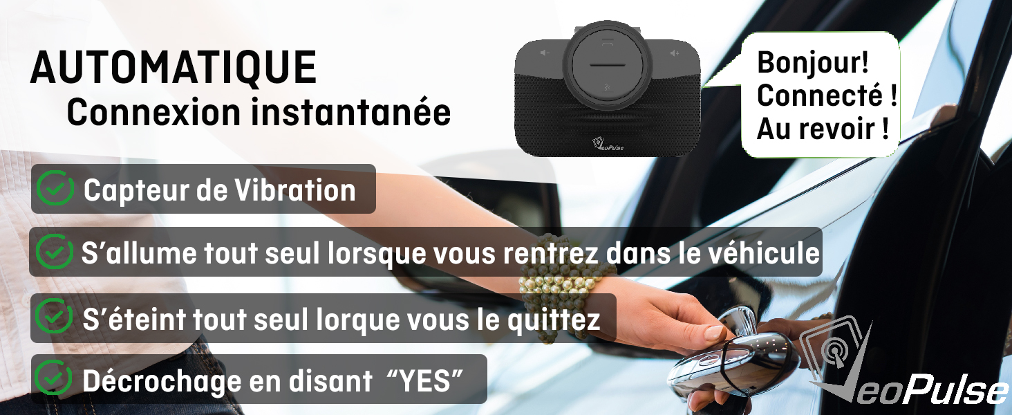 Veopulse BPro 2 Kit Main Libre Voiture Bluetooth avec allumage et